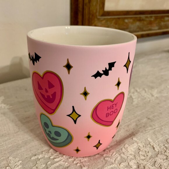 COBWEBS & CAULDRONS Collectible Halloween Bat and Jack-o-lantern Candy Heart Mug - Picture 4 of 7